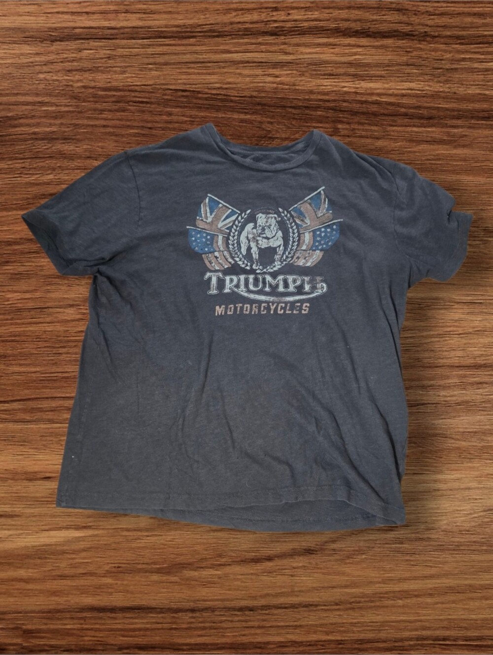 Lucky Brand Triumph Motorcycle Short Sleeve Graphic Tee in Charcoal Gray